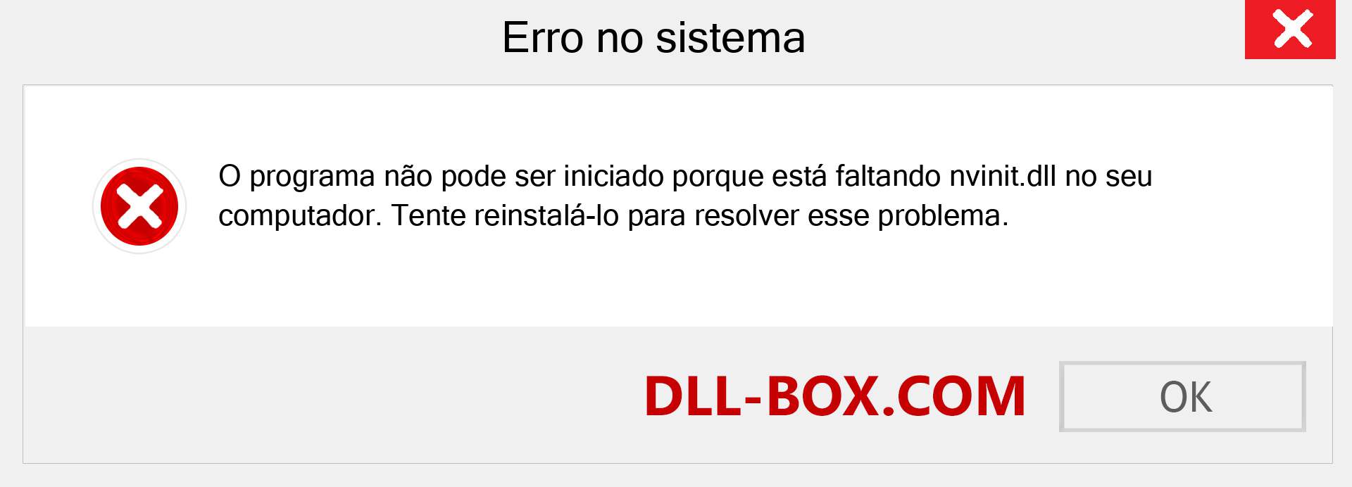 Arquivo nvinit.dll ausente ?. Download para Windows 7, 8, 10 - Correção de erro ausente nvinit dll no Windows, fotos, imagens